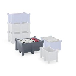 Caisse-palette gerbable en polyéthylène, charge max. au gerbage 2500 kg, L x l 1200 x 1000 mm, gris