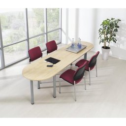 eurokraft pro Plateau de table de conférence, plateau en demi-cercle, largeur 800 mm, gris clair