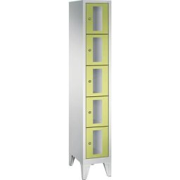 C+P Armoire à casiers CLASSIC, hauteur casiers 295 mm, sur pieds, 5 casiers, largeur 320 mm, porte vert viridin