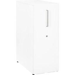 BISLEY Meuble de rangement Tower™ 3, avec plateau de finition, version gauchère, 3 tablettes, blanc trafic