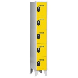 Wolf Vestiaire multicases, hauteur cases 320 mm, h x l x p 1850 x 300 x 500 mm, largeur compartiments 300 mm, coloris corps / porte gris clair / jaune zinc