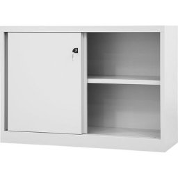 BISLEY Armoire à portes coulissantes ECO, 1 tablette, 2 hauteurs de classeurs, argent