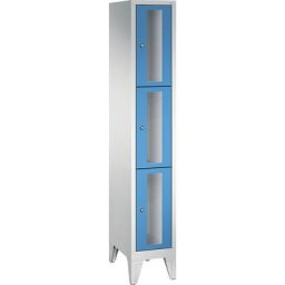 C+P Armoire à casiers CLASSIC, hauteur casiers 510 mm, sur pieds, 3 casiers, largeur 320 mm, porte bleu clair