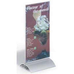 DURABLE Présentoir de table acrylique avec pied en aluminium, format 1/3 A4, h x l x p 237 x 107 x 85 mm, lot de 6