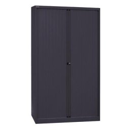 BISLEY Armoire à rideaux Euro, largeur 1200 mm, 4 tablettes, noir