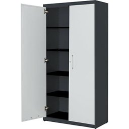mauser Armoire à portes battantes, h x l 1956 x 1000 mm, plateau en acier, 4 tablettes, anthracite / gris clair / anthracite