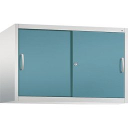 C+P Rehausse ACURADO à portes coulissantes, 1 tablette, h x l x p 790 x 1200 x 500 mm, gris clair / bleu d'eau