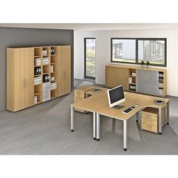 eurokraft pro RENATUS - Armoire à rideaux, hauteur 1100 mm, 2 tablettes de chaque côté, gris clair