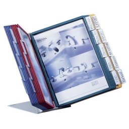 DURABLE Kit complet présentoir de table, support en tôle d'acier en forme de L, avec 20 pochettes de différents coloris, avec cavaliers longueur 58 mm