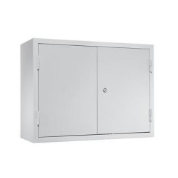 eurokraft basic Armoire murale d'atelier, h x l x p 600 x 800 x 320 mm, portes en tôle pleine, avec 2 tablettes + 2 tiroirs, gris clair RAL 7035