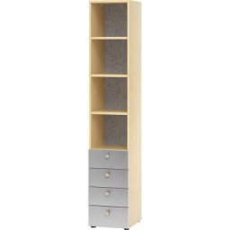 ANNY-AC - Armoire mixte à paroi arrière insonorisante, 5 tablettes, 4 tiroirs, façon érable