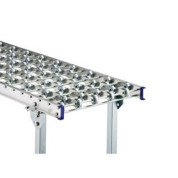 Gura Transporteur à galets pour charges légères, cadre en aluminium et galets en acier galvanisé, largeur voie 500 mm, entraxe des essieux 75 mm, longueur 1 m