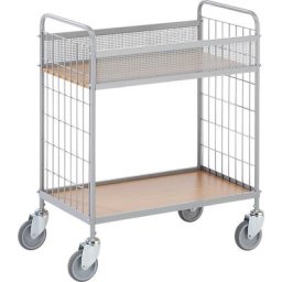 eurokraft pro Chariot de bureau à tablettes, force 150 kg, 2 niveaux, 4 roulettes pivotantes, Ø 100 mm