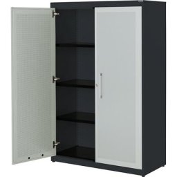 mauser Armoire à portes battantes, à effet acoustique, h x l x p 1516 x 1000 x 432 mm, 3 tablettes, anthracite / gris clair