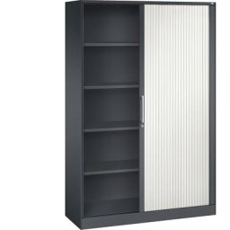 C+P Armoire à rideaux ASISTO, hauteur 1980 mm, largeur 1200 mm, gris noir / blanc trafic