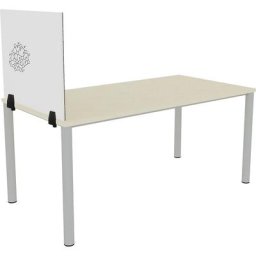 Séparateur de table pour poste de travail individuel, surface émaillée et en feutre PET, blanc/gris, largeur 750 mm