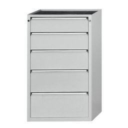 ANKE Armoire à tiroirs, l x p 760 x 675 mm, charge max. tiroirs 200 kg, 5 tiroirs, hauteur 1280 mm, façade gris clair