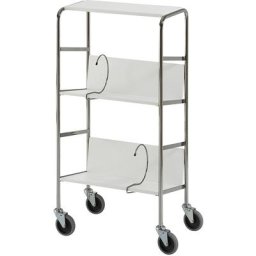 HelgeNyberg Chariot de bureau chromé avec tablettes, 3 tablettes, L x l x h 550 x 340 x 1060 mm, gris
