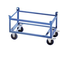 eurokraft pro Plateau roulant en acier, pour palettes Europe, charge max. 500 kg, hauteur de chargement 650 mm, bleu