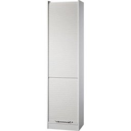 VIOLA - Armoire à rideaux, largeur 500 mm, 4 tablettes, dont 1 fixe, gris clair