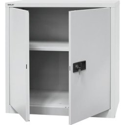 BISLEY Armoire à portes battantes UNIVERSAL, h x l x p 1000 x 914 x 400 mm, 1 tablette, 2 hauteurs de classeurs, gris clair