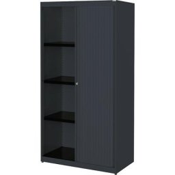 mauser Armoire à rideau vertical, h x l x p 1516 x 800 x 432 mm, plateau en acier, 3 tablettes, anthracite / anthracite / anthracite
