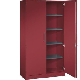 C+P Armoire à portes battantes ASISTO, hauteur 1980 mm, largeur 1000 mm, 4 tablettes, rouge rubis / rouge rubis