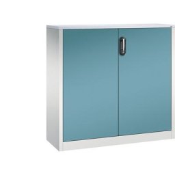 C+P Armoire basse ACURADO, 3 hauteurs de classeurs, h x l x p 1200 x 1200 x 400 mm, gris clair / bleu d'eau
