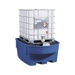 asecos Cuve de rétention en PE pour cubitainers IBC/KTC, avec support / bac de soutirage, capacité de rétention 1100 l