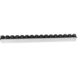 Rail à galets à joues, à intervalles de 78 mm, Ø 50 mm, plastique, longueur 2,4 m