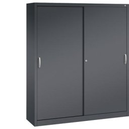 C+P Armoire à portes coulissantes ACURADO, 8 tablettes, h x l x p 1950 x 1600 x 400 mm, gris noir