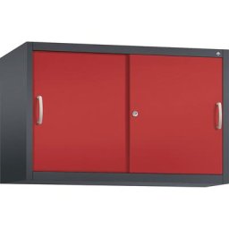 C+P Rehausse ACURADO à portes coulissantes, 1 tablette, h x l x p 790 x 1200 x 500 mm, gris noir / rouge feu
