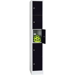 Wolf Casier verrouillable, 5 compartiments, peinture cuite au four, largeur tablettes 298 mm, noir profond/gris clair