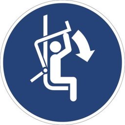 Panneaux indiquant les mesures de sécurité obligatoires, fermer la barre de sécurité du télésiège, lot de 10, film, Ø 200 mm