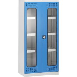 eurokraft pro Armoire de sécurité, avec portes vitrées, 3 tablettes de rétention, largeur 950 mm