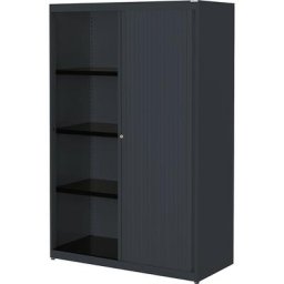 mauser Armoire à rideau vertical, h x l x p 1516 x 1000 x 432 mm, plateau en acier, 3 tablettes, anthracite / anthracite / anthracite