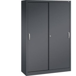 C+P Armoire à portes coulissantes ACURADO, 4 tablettes, h x l x p 1950 x 1200 x 400 mm, gris noir