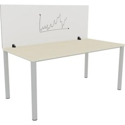 Séparateur de table pour poste de travail individuel, surface émaillée et en feutre PET, blanc/gris, largeur 1600 mm