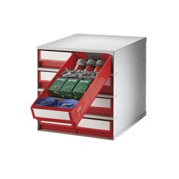 Bloc-tiroir, charge max. 75 kg, h x l x p 395 x 376 x 400 mm, 8 tiroirs, tiroirs rouges