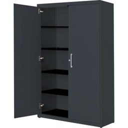 mauser Armoire à portes battantes, h x l 1956 x 1200 mm, plateau en acier, 4 tablettes, anthracite / anthracite / anthracite