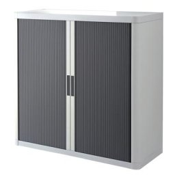 Paperflow Armoire à rideaux easyOffice®, 2 tablettes, hauteur 1040 mm, blanc / anthracite