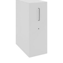BISLEY Meuble de rangement Tower™ 4, avec plateau de finition et 1 tableau à épingler, version gauchère, 2 tablettes, gris clair