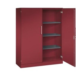C+P Armoire à portes battantes ASISTO, hauteur 1617 mm, largeur 1200 mm, 3 tablettes, rouge rubis / rouge rubis