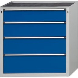 ANKE Armoire à tiroirs, l x p 1060 x 675 mm, charge max. tiroirs 200 kg, 4 tiroirs, hauteur 980 mm, façade bleu gentiane