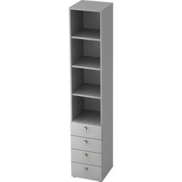 eurokraft pro ANNY - Armoire combinée, 3 tablettes, 4 tiroirs, gris clair / gris clair