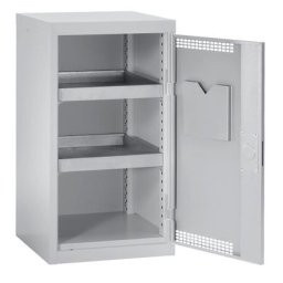 Armoire de sécurité à portes perforées, h x l x p 900 x 500 x 500 mm, 2 tablettes de rétention, gris clair / gris clair