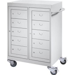 Chariot pour ordinateurs portables, 10 compartiments, gris clair