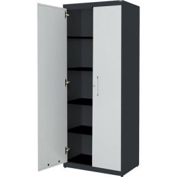 mauser Armoire à portes battantes, h x l 1956 x 800 mm, plateau en acier, 4 tablettes, anthracite / gris clair / anthracite