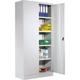 eurokraft basic Armoire universelle avec portes battantes et 4 tablettes, h x l x p 1950 x 915 x 421 mm, corps et portes gris clair