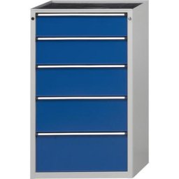 ANKE Armoire à tiroirs, l x p 760 x 675 mm, charge max. tiroirs 200 kg, 5 tiroirs, hauteur 1280 mm, façade bleu gentiane